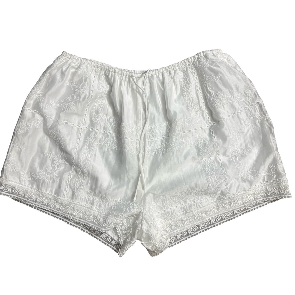 LUSH White Lace Trim Sleep Shorts